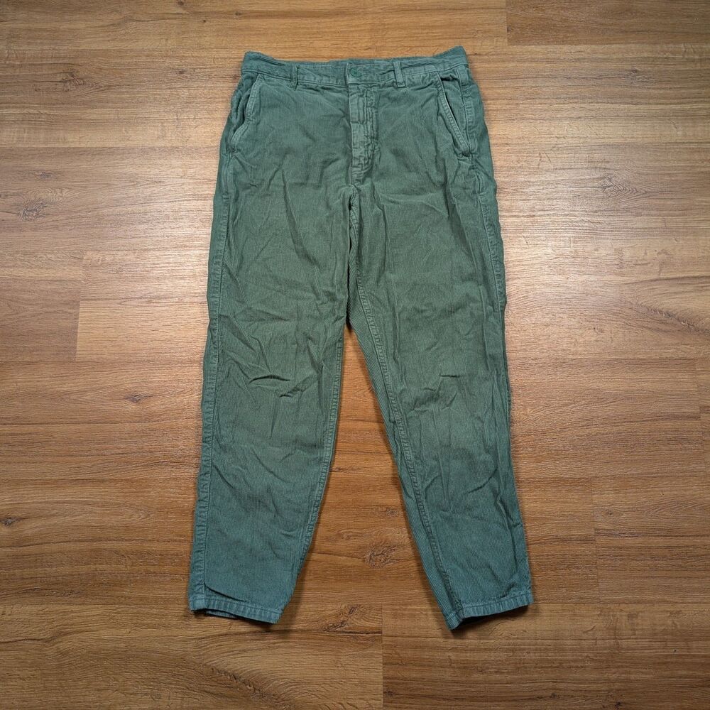 Zara Corduroy Pants Mens 31x27 Green Straight Leg Stretch Casual Winter